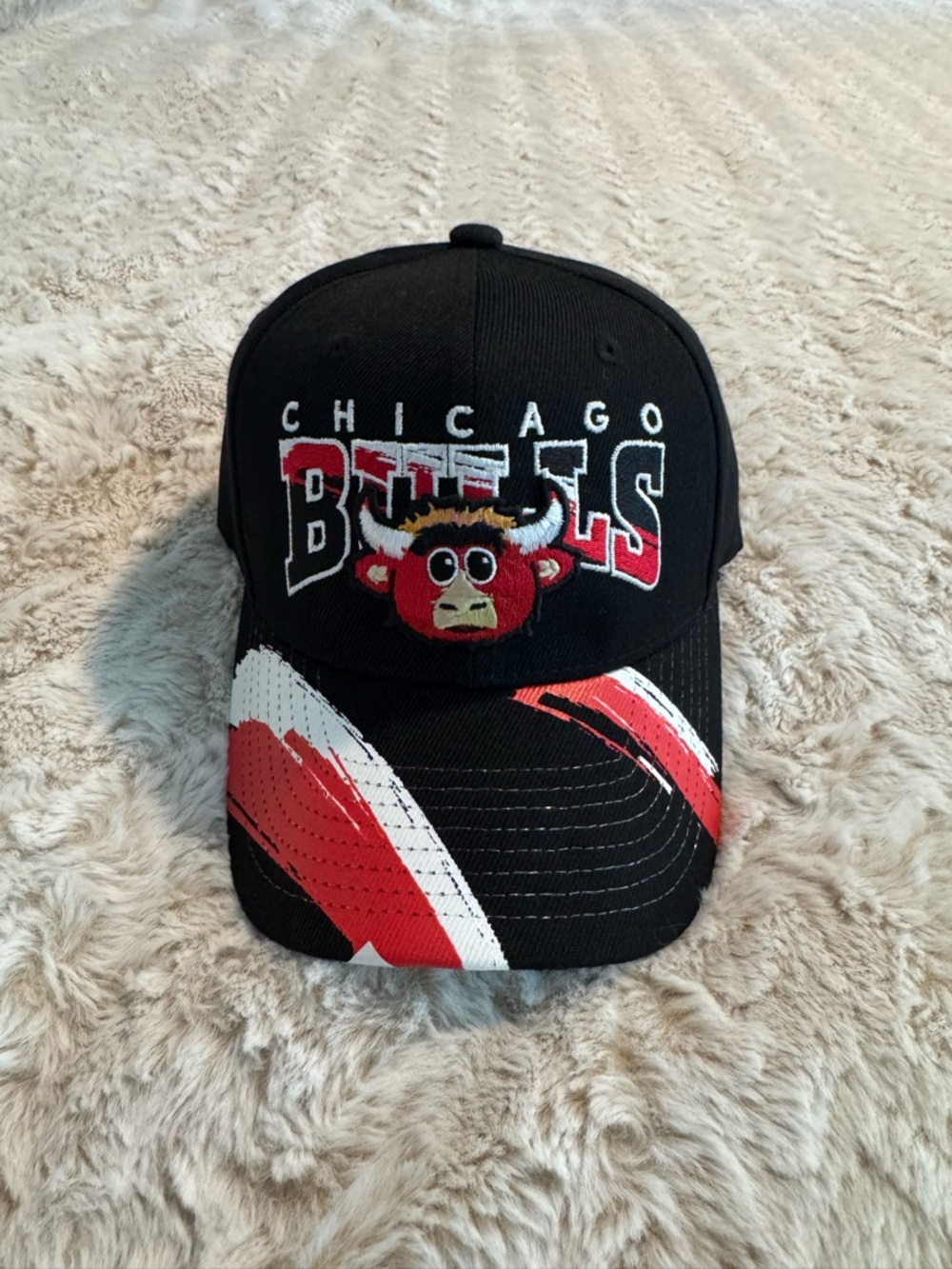 YOUTH Vintage Mitchell & Ness Chicago Bulls Black Red White Logo Kids Cap